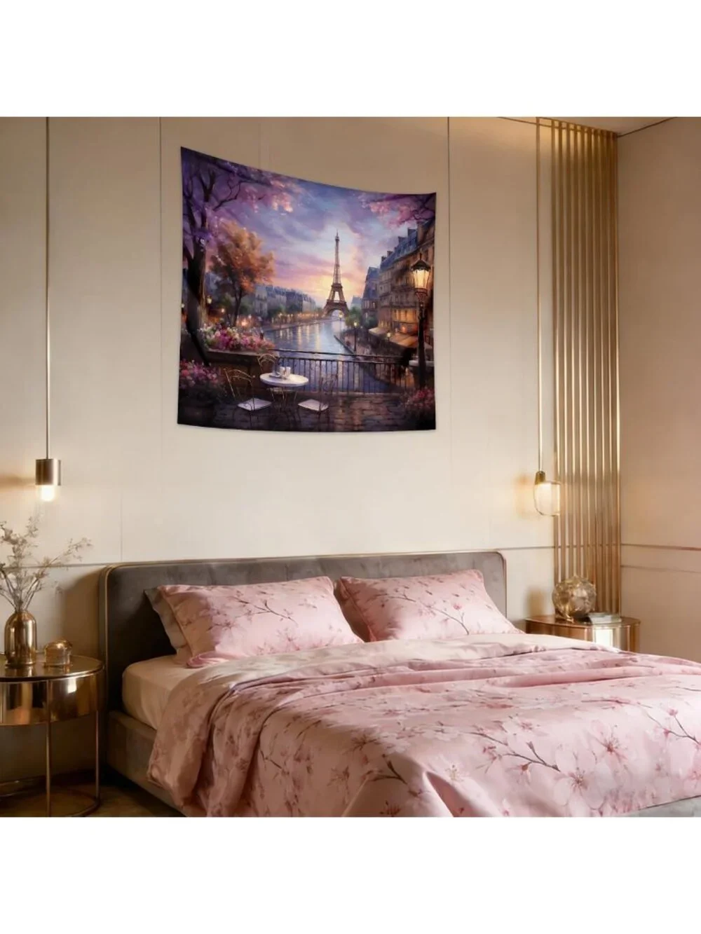 Vintage Paris Tapestry Wall Hanging, Large 59
